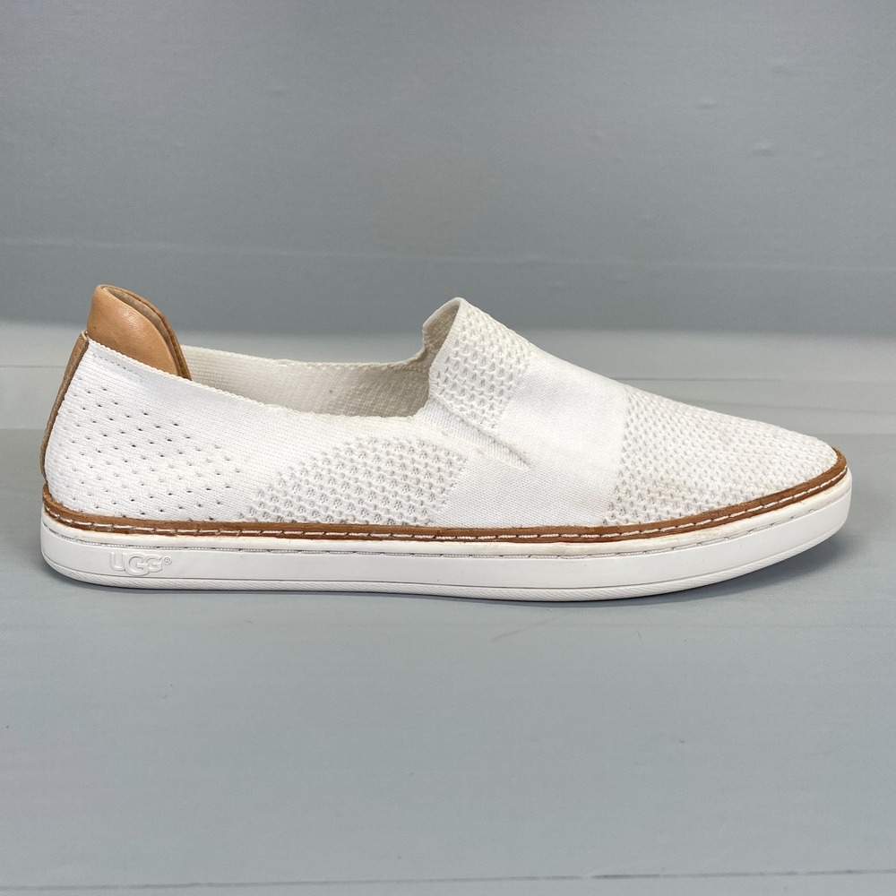 UGG Sammy Knit Shoes Womens Size 9.5 White Breathable Slip On Casual Flats